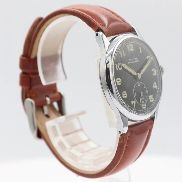 Vintage 33mm Civitas Military Men\'s Mechanical Wristwatch 10 1/2C Swiss Steel